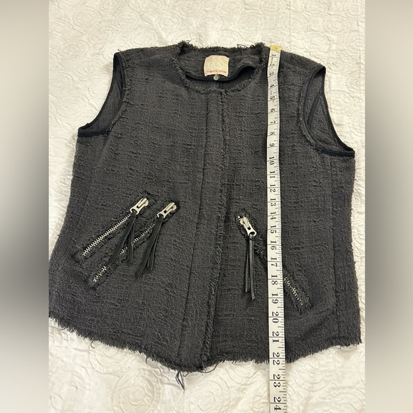Rebecca Taylor Cotton/Lamb Leather Tweed Moto Vest/ jacket Size 8 - Picture 6 of 9